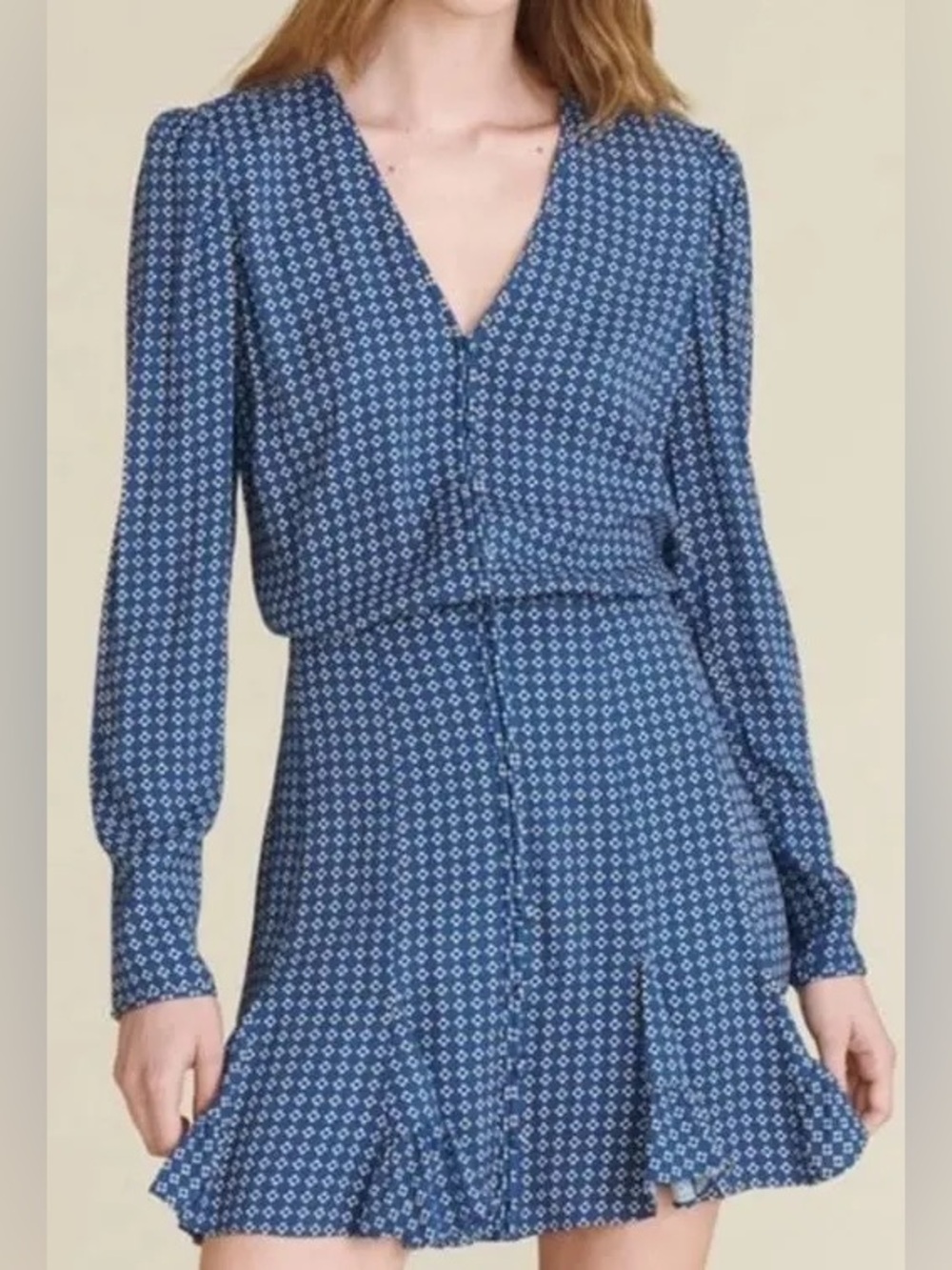 Veronica Beard Riggins Mini Dress Long Sleeve - Prussian Blue Size 2
